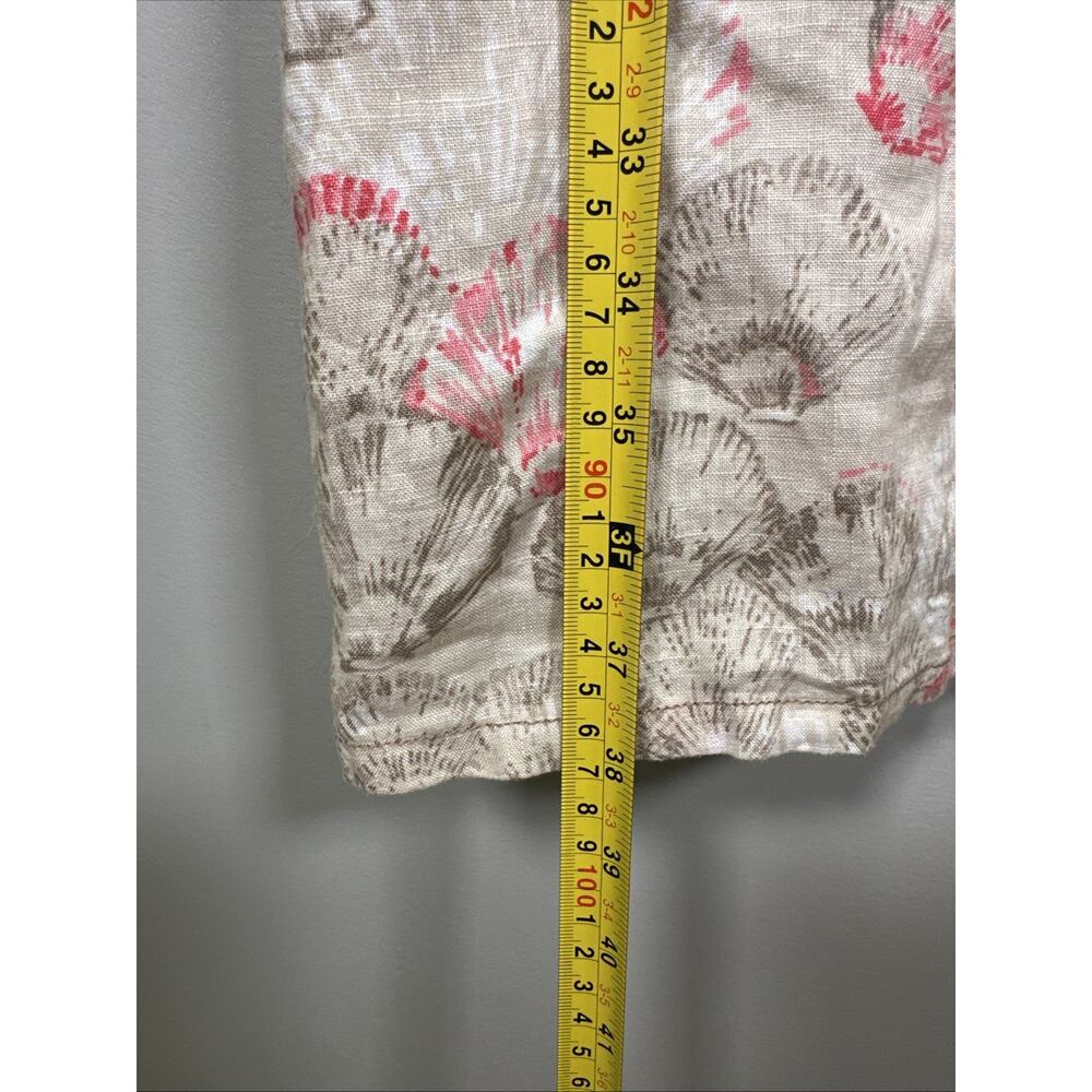 Tommy Bahama Linen Shift Dress XL Shell Print Sleeveless Tan Pink Palm Beach - Picture 7 of 7